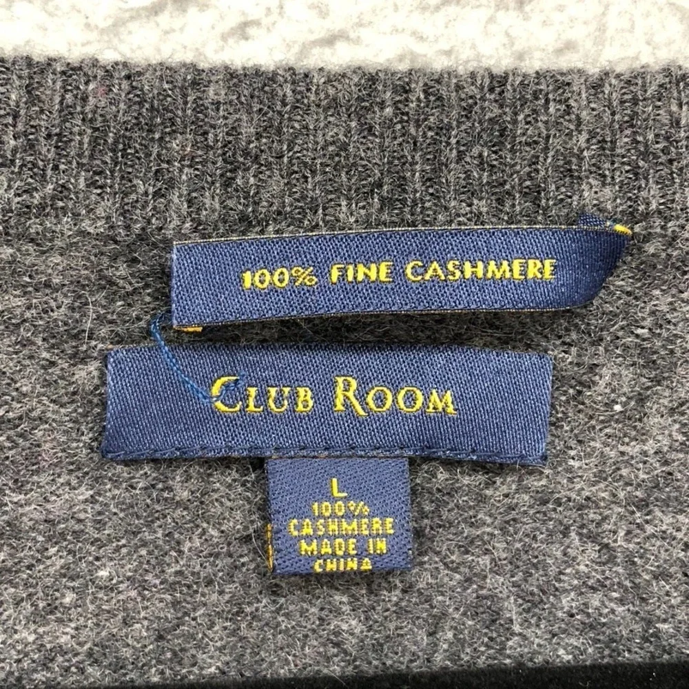 Club Room Cashmere Sweater Jumper Mens Large Pullover V Neck Preppy Academia